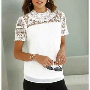 White blouse with crochet detail size 6